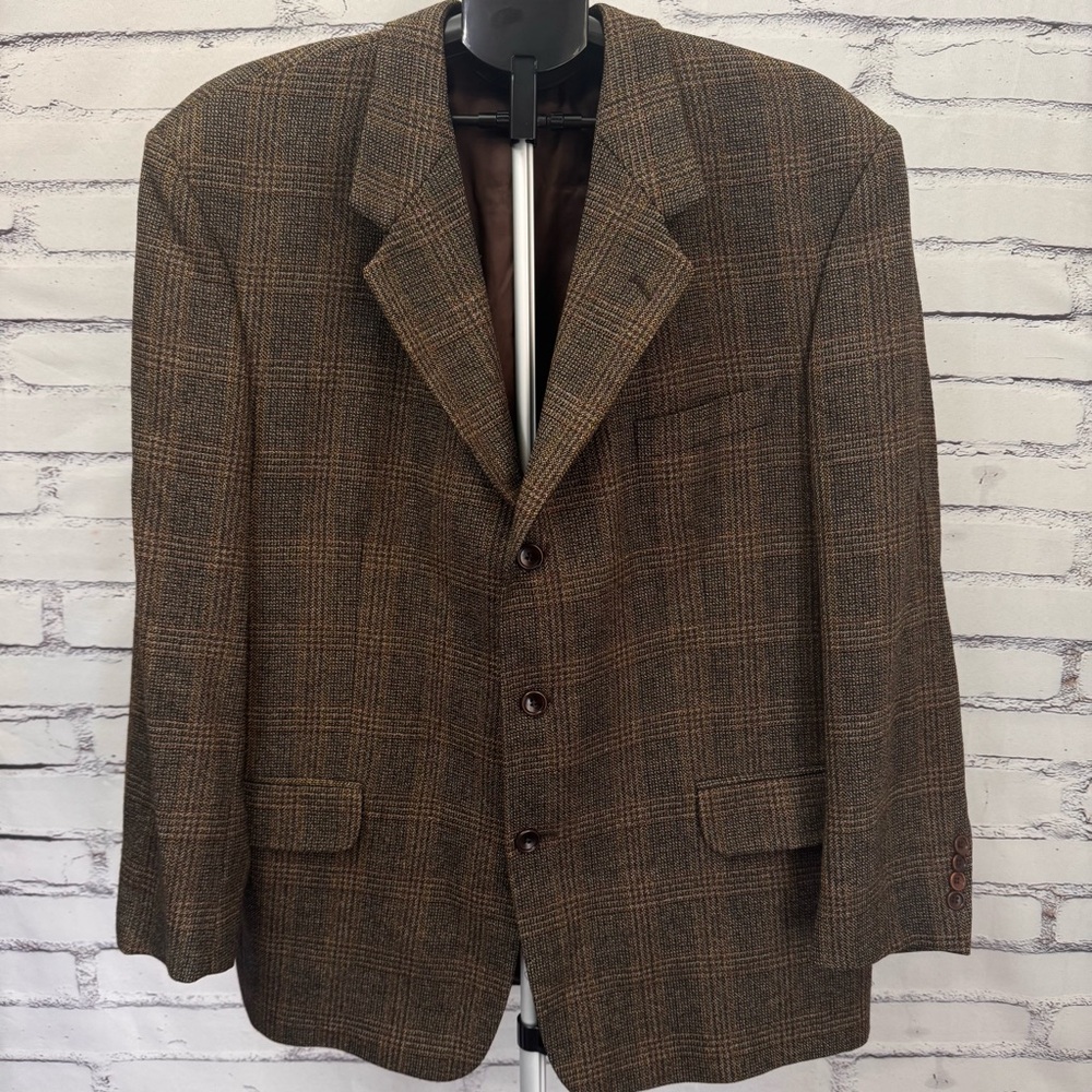 Vito Rufolo 44R Wool‎ Blazer Brown Tweed Italian Fabric Classic Sport Coat